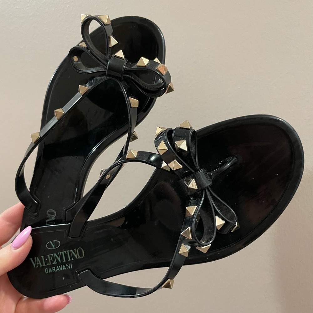 Black Valentino bow sandals.